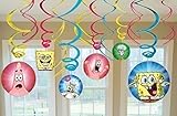 SpongeBob SquarePants Party Foil Hanging Swirl Decorations / Spiral Ornaments (12 PCS)- Party Supply, Party Decorations