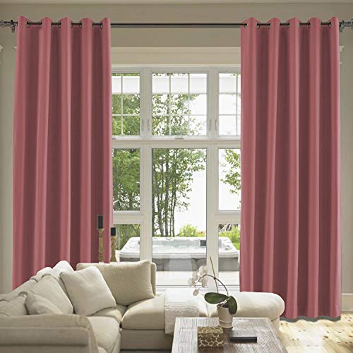 Cololeaf Red Cotton Curtains Grommet Room Darkening Noise