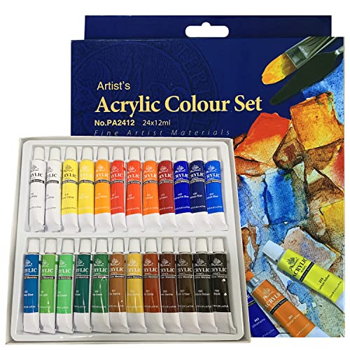 PHOENIX Artist's Acrylic Colour Paint Set 24 Colors 12ml/0.4 Fl Oz