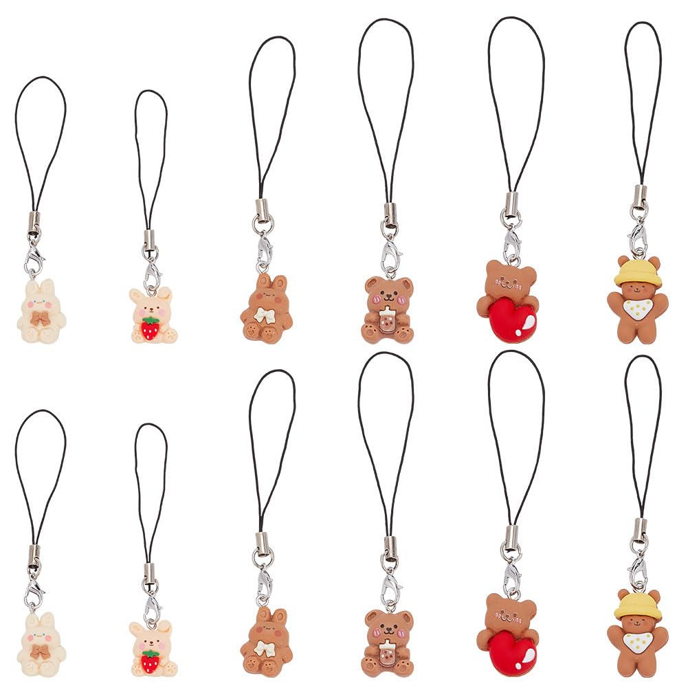 DELORIGIN Cross Phone Charms - Gemstone Hanging Pendants With Alloy Mobile Strap Lanyard for Keychain, Case, Car Key, Bag, Backpack, Purse Decoration