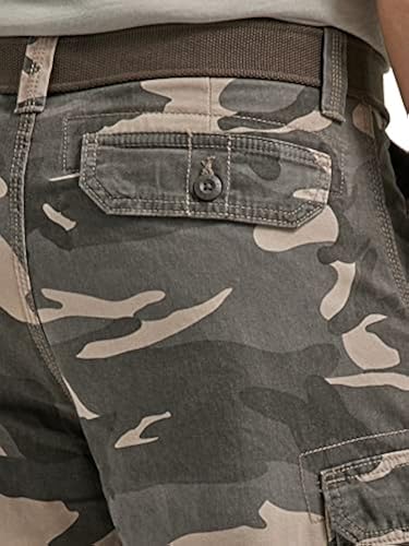 Lee Men's Dungarees Belted Wyoming Cargo Short, Ash Camo, 40 in