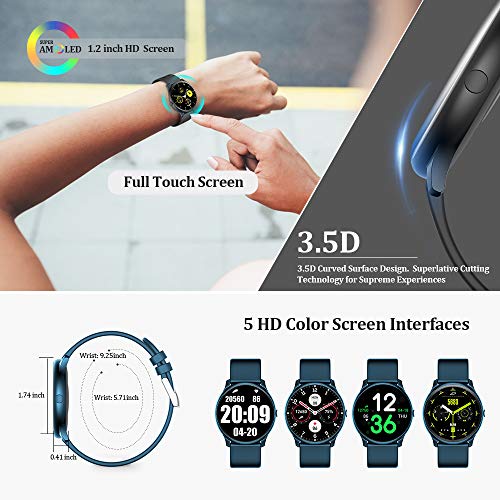 Evershop Smart Watch with Heart Rate Monitor Compass for Men Women, IP68 Waterproof Fitness Tracker with Sleep Tracker Pedometer Compatible for Android Phones&iPhone (Marina Blue)