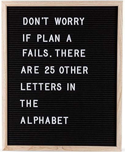 Felt Letter Board by Momentum Home | 16 Inch x 20 Inch Wood Frame with 300 Letter Board Letters | Black Felt Letter Board