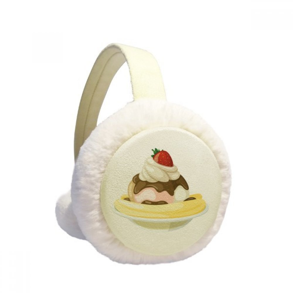 Strawberry Banana Sweet Ice Cream Winter Earmuffs Ear Warmers Faux Fur