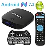 EVANPO Android 7.1 TV Box Smart TV Player Media Box Quad Core CPU 2GB 16GB Support 4K/3D/BT 4.0/2.4GHz Wifi Set Top Boxes Android Mini PC with Wireless Keyboard Remote (BACKLIT)