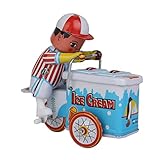 MagiDeal Iron Sheet Wind-Up Ice Cream Trolly Vendor Clockwork Tin Toy