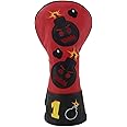 CRAFTSMAN GOLF Driver Headcover Embroidery Bomb, PU Leather Golf Head Covers Driver Fairway Wood Hybrid Blade Putter Headcover