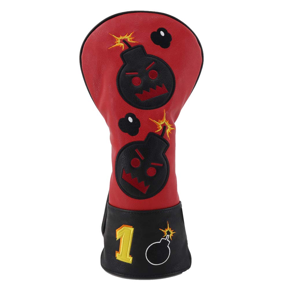 Craftsman Golf Bomb Red & Black Driver Headcover PU Leather Golf Clubs Head Covers (Driver Cover #1)