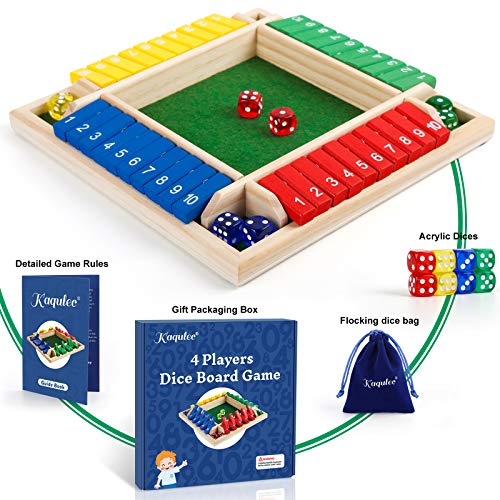 Kaqulec Shut The Box Board Game, 1 2 4 Player Family Games for Adults