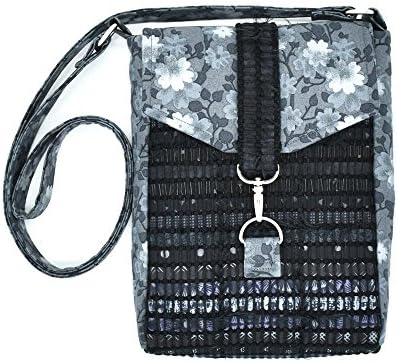 Women's Black and Grey Hand Woven Fabric Crossbody Bag