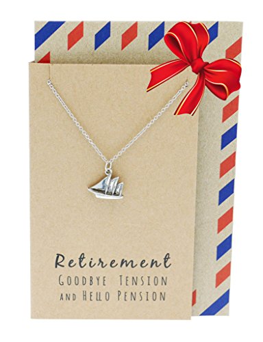 quan jewelryMini Sailboat Pendant Necklace, Happy Retirement Gift for Teachers, Funny Sailing Charm, Beach Boat Sail Inspired, Handmade Inspirational Travel Gifts