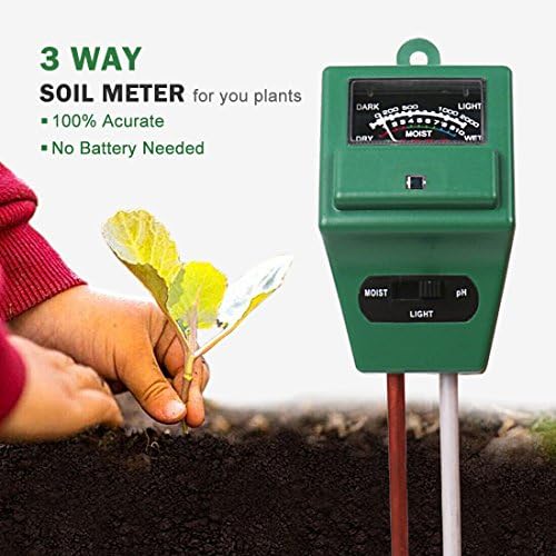 3-in-1 Soil Moisture Meter, Petcaree Light and pH / Acidity Meter Plant Tester, Helpful for Garden, Farm, Lawn, Indoor &amp; Outdoor (No Battery Required) (Square)