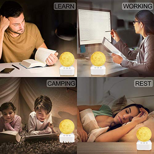 FEISIKE White Noise Machine with Lamp Light,Sound Machine for Sleeping,10 Soothing Sounds,8 Level Adjustable Volume Relaxing Music Nature Sounds,7 Color 3D Printing Moon Night Light for Adults & Baby - Thumbnail 5