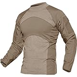 TACVASEN Tactical Combat Quick Dry Shirt Military Duty Uniform Hunting T-Shirt Khaki,US 2XL/Tag 5XL
