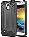 Galaxy S4 Case,Wollony Rugged Hybrid Dual Layer Hard Shell Armor Protective Back Case Shockproof Cover for Samsung Galaxy S4 Case - Slim Fit - Heavy Duty - Impact Resistant Bumper(Grey)