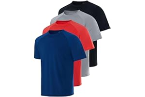 Real Essentials 4 Pack: Mens Short Sleeve Rash Guard Shirt Quick Dry UPF 50+ Sun Protection Swim (Available in Big & Tall)