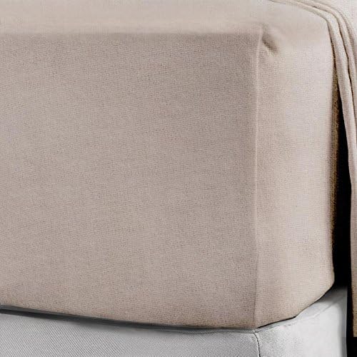 BuyJoy 100% Brushed Cotton Soft Extra Deep Flannelette Flannel 40CM/16" Fitted Single Double Super King Size Bedding Bed Sheet (double, Beige)