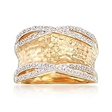 Ross-Simons 0.13 ct. t.w. Diamond Hammered Ring in