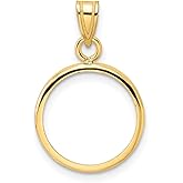 14k Polished 14.0mm Prong Coin Bezel Pendant
