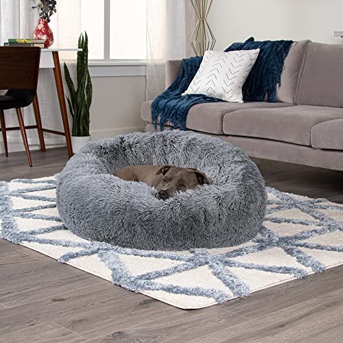 Furhaven 36" Round Calming Donut Dog Bed for Large/Medium Dogs, Refillable w/ Removable Washable
