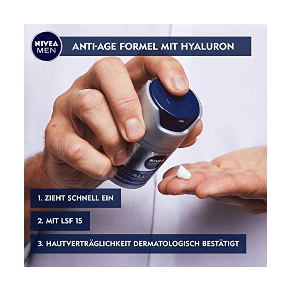 Nivea Men Anti-Age Hyaluronic Moisturising Cream (50 ml), Face Cream with SPF 15, Smooths Even Deep Wrinkles, Fast…