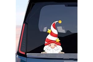 Leniutor Christmas Gnome Peeking Sticker, Cute Waterproof Window Decals for Car Window Bumper Stickers Christmas Accessory Decorations (Gnome, 1)