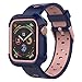UMTELE Case and Band Compatible with Apple Watch Series 3/2/1 38mm, Silicone Strap with Ventilation Holes and Shock Resistant Bumper Cover Replacement for Apple Watch Series 3/2/1(Blue/Pink,38mm)