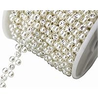 AEAOA 8mm Ivory Pearl and Rhinestone Chain Sewing Trims Cake Decoration (LZ118)