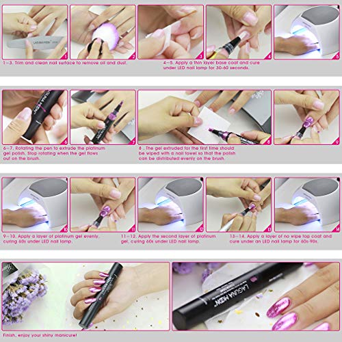 Lagunamoon Gel Nail Polish Base Coat and No Wipe Top Coat Gel Polish Pen (No Wipe Top Coat) - Thumbnail 7