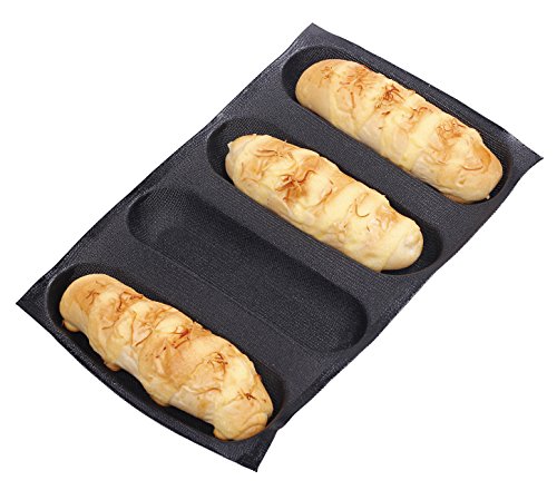 Dltsli Silicone Non Stick Perforated French Bread Baguette Pans Baking Liners Mat Bread Mould 4 Molds