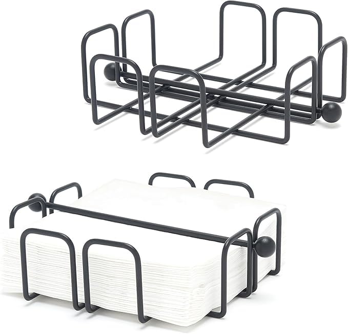 simplywire – Pack of 2 - Napkin/Serviette Holder with Weighted Bar – Black