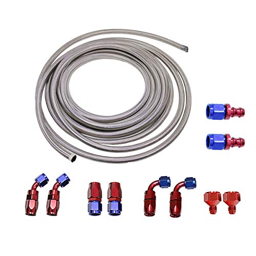 10 Gallon Black Aluminum Fuel Cell Tank & Fuel Hose Sender & Fuel Line kit 6 AN