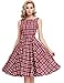 1960s Unique Cotton Dark Red Plaid Garden Party Dress Size S BP02-15