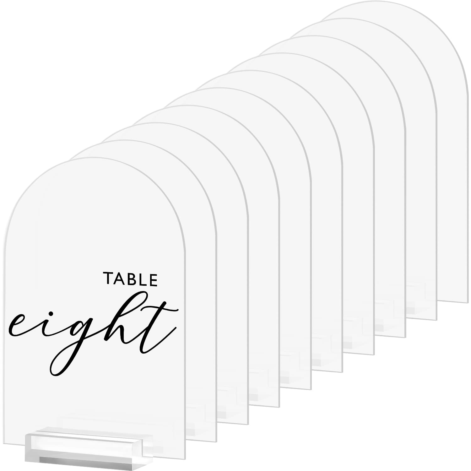 5x7 Inch Frosted Arch Acrylic Sign with Clear Stand-10 Pack Blank Frosted Arched Table Sign for Wedding