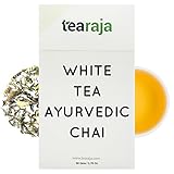 Tearaja White Tea Ayurvedic Chai(1.77 Oz Oz, 25 Cups) Loose Leaf Tea Contains 100% Natural Ingredients. Shipped from Source in India to your doorstep. Vaccum Packed