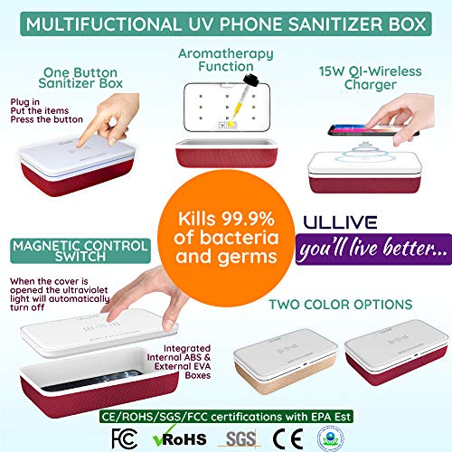 ULLIVE UV Phone Sanitizer and Wireless Charger & Aromatherapy