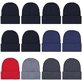 ZH 12-Pack Knitted Winter Beanie Hats for Men and Women, Warm and Cozy Cuffed Skull Caps, Bulk Purchase