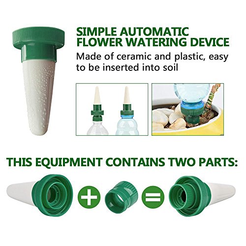 RIOGOO Vacation Plant Waterer, 8 Pack Ceramic Plant Automatic Water Infiltration Device Self Watering Spikes for Indoor&Outdoor