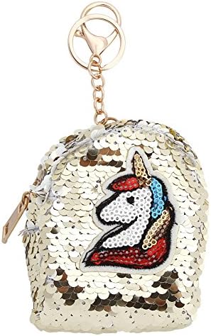 Fistyle Coin Purse Wallet Flash Sequin Purse Mini Unicorn Purse With Keychain For Girl Boy Child 6 Colors To Choose(Gold)