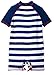 Wippette Baby Boys Stripes Crab One Piece Rash Guard Swimsuit with Snaps, Navy, 18 Months