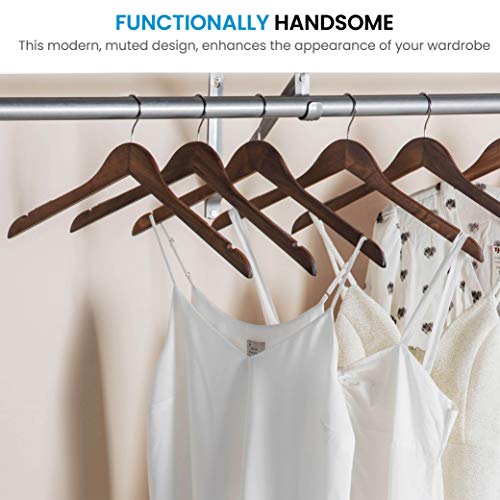 image for ZOBER High-Grade Wooden Shirt Hangers with Rubber Grips (20 Pack) Smoo