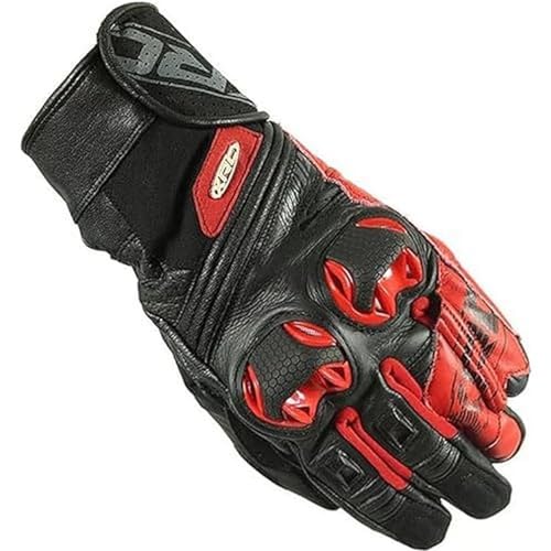 XRC Run 1/2 Guantes de Moto de Cuero para Hombre, Negro/Rojo, Talla S