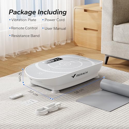 MERACH Vibration Plate Exercise Machine, Whole Body Exercise & Fitness Equipment, Bluetooth and Silicone Pedal, Vibrating Plate Machine with Auto Mode, Vibrate Fitness Platform for Home