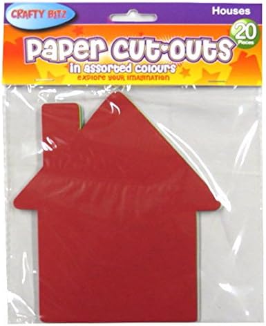 Children's Card Paper Shapes - Houses, 5 Colours - Pack of 20