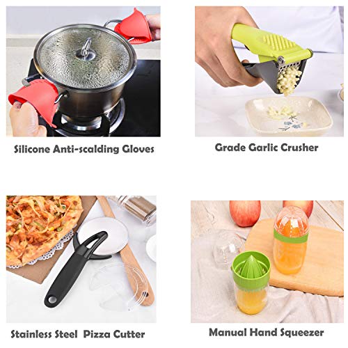 42 PCS Kitchen Utensil Sets Heat Resistant Silicone Cooking Utensil Sets with Holder Premium BPA Free Kitchen Utensils Dark Grey Wooden Handles Kitchen Gadgets Tools Sets for Non-stick Cookware