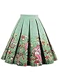malishow Women's Vintage Flare Pleated Umbrella Skirt High Waist A-Line Midi Dress