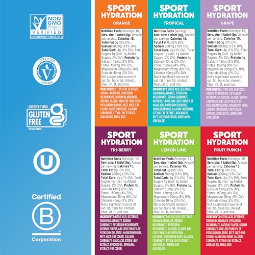 Nuun Sport: Electrolyte Drink Tablets, Variety Pack, (60 Servings), 10 Count (Pack of 6)