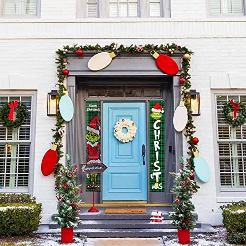 Christmas Porch Sign Aofuery Christmas Door Banner Christmas Door Decorations Hanging Banner Decoration Indoor Outdoor,X-Max Yard Sign Banner for House Door Office Living Room Wall Party 70.8\