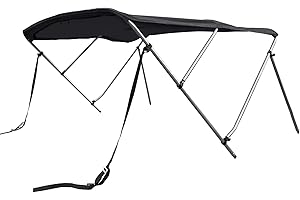 SavvyCraft 3 Bow Bimini Top Cover for Boat 6ft Long, Aluminum Frame with Storage Boot, Rear Support Poles Mounting Hardwares Included, 72" Long 36" 46" 54" 3 Height Options