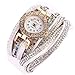 Hunputa® Ladies Watch Women Pearl Scale Bracelet Quartz Wristwatch Crystal Diamond Clock Women Dress Watch (White)